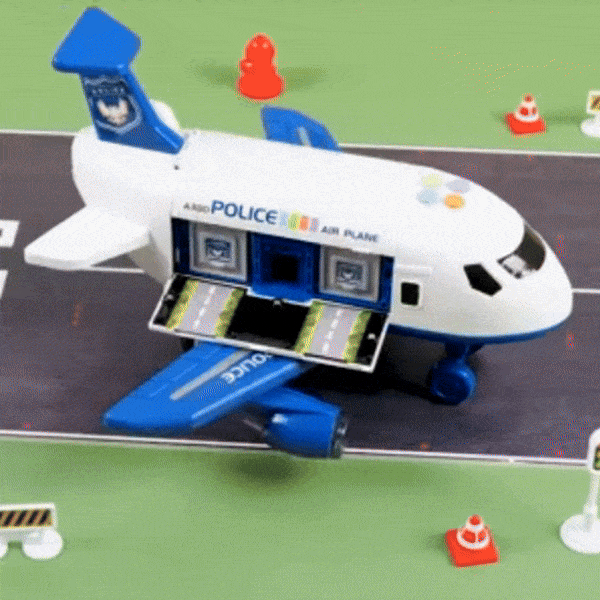 DIY Large Airplane Track Toy with Interactive Sound, Lights, Slide & 360° Crane, Safe for Kids 3+