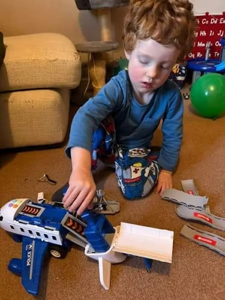 DIY Large Airplane Track Toy with Interactive Sound, Lights, Slide & 360° Crane, Safe for Kids 3+