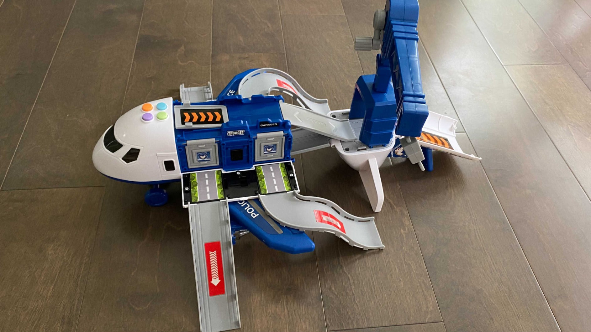 DIY Large Airplane Track Toy with Interactive Sound, Lights, Slide & 360° Crane, Safe for Kids 3+