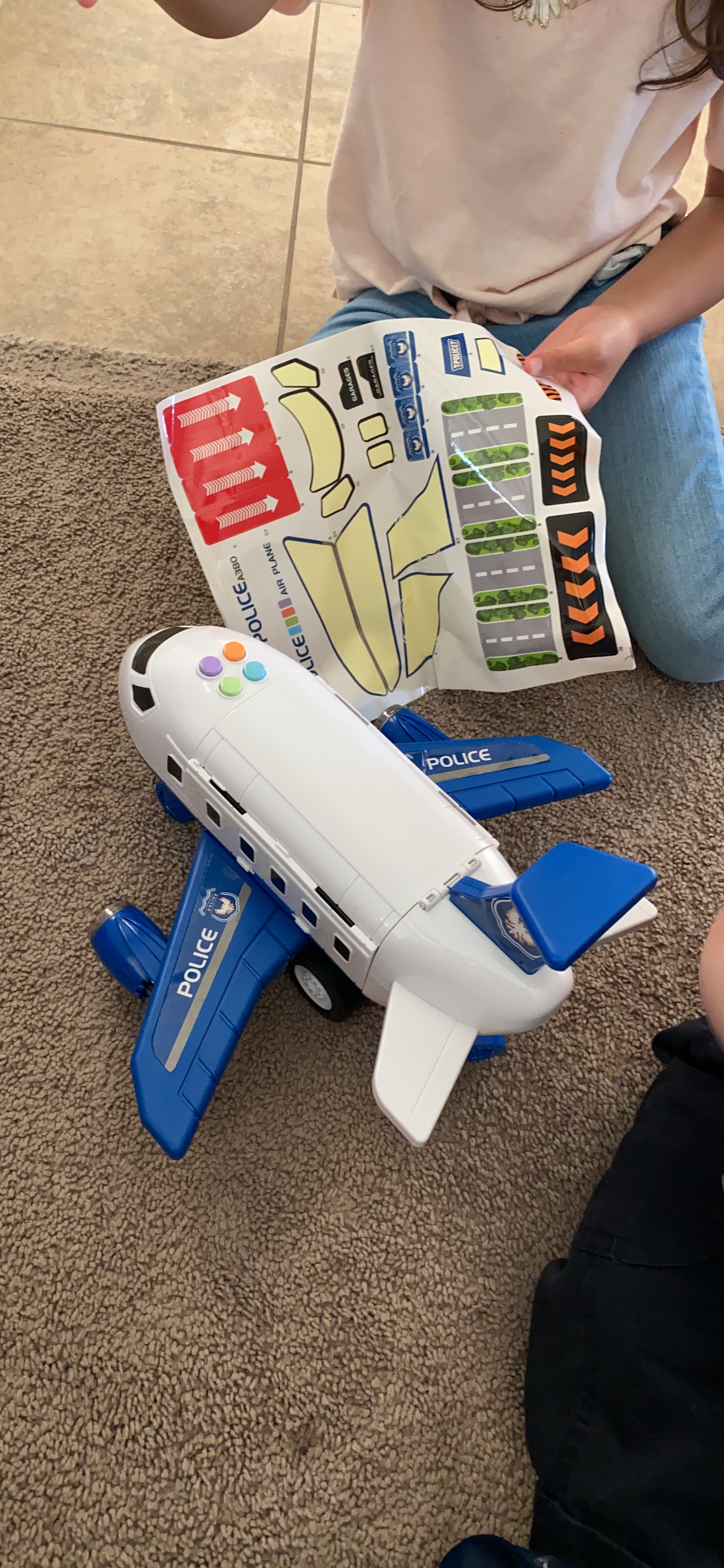 DIY Large Airplane Track Toy with Interactive Sound, Lights, Slide & 360° Crane, Safe for Kids 3+