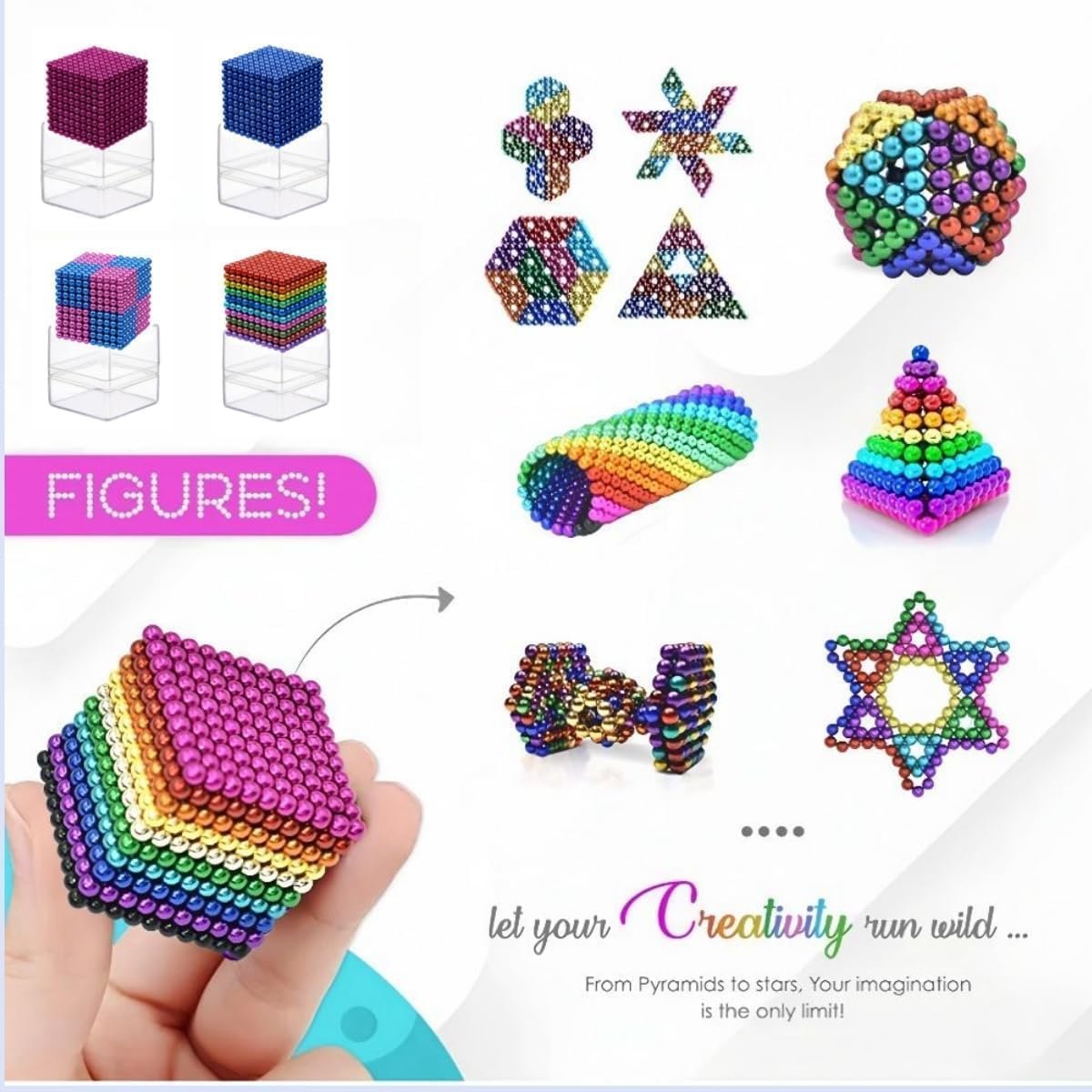 DIY Magnetic Cube With 216Pcs 5mm, Increase Logical Thinking, Stress Relief, Safe for 6+