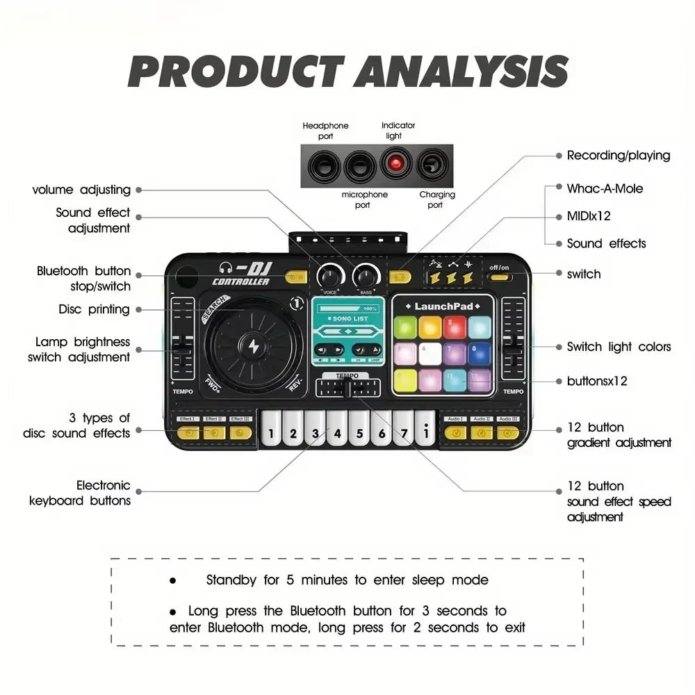 DJ Mixer Pretend Play Toy – Musical Instrument Learning Toy for Kids Creativity
