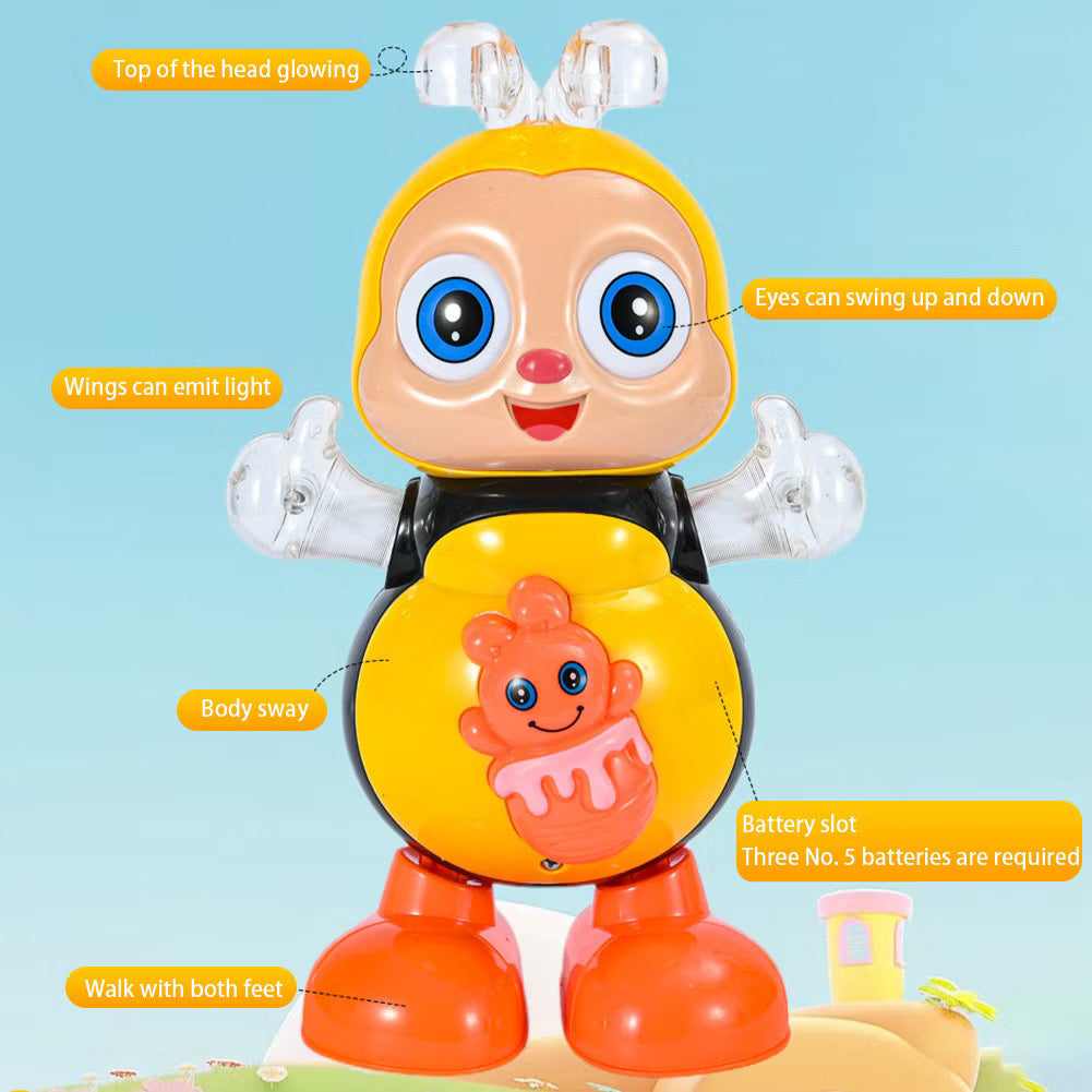 Dancing Bee with Flashing LED Lights, Music Playback, and Interactive Action, Safe for Ages 3+