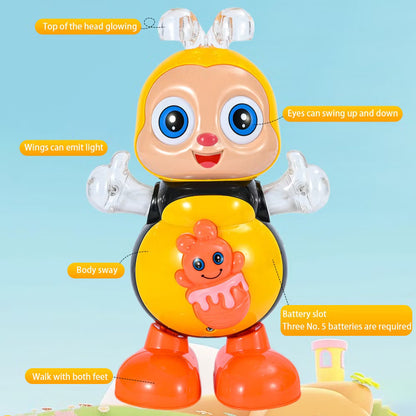 Dancing Bee with Flashing LED Lights, Music Playback, and Interactive Action, Safe for Ages 3+