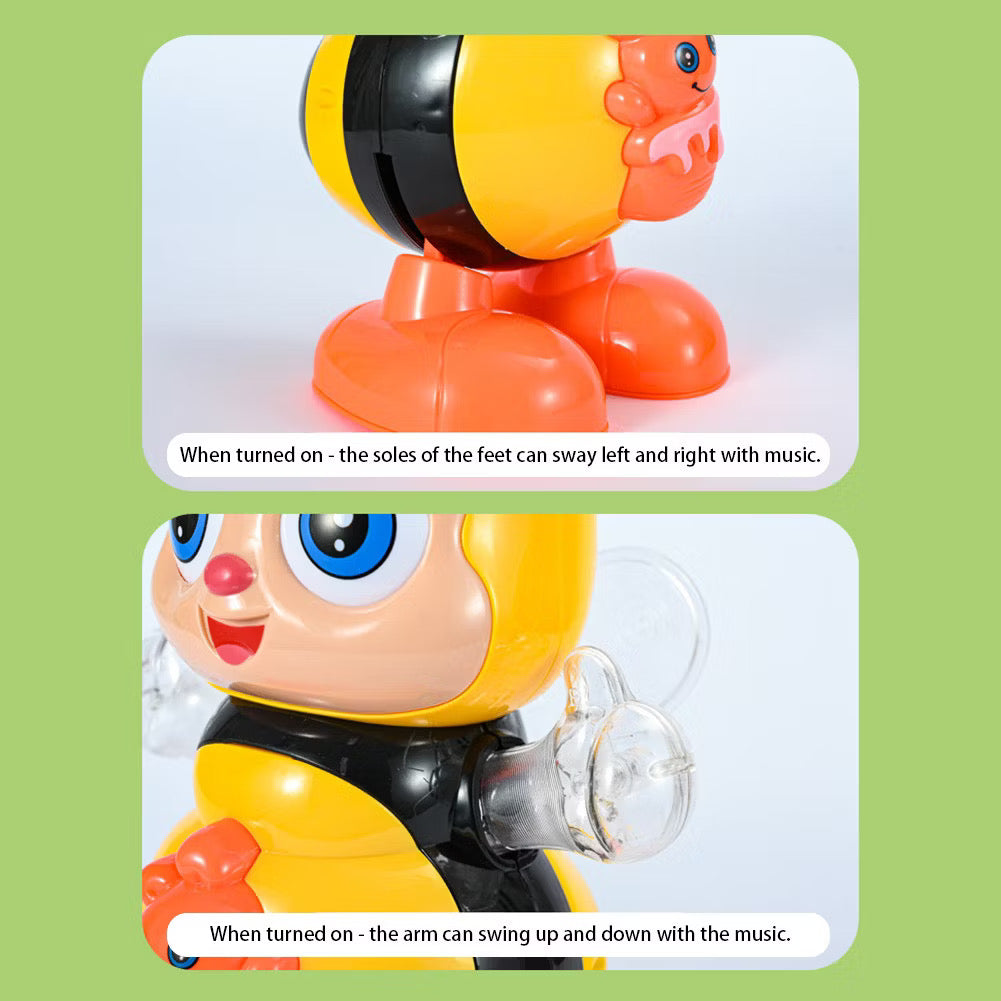 Dancing Bee with Flashing LED Lights, Music Playback, and Interactive Action, Safe for Ages 3+