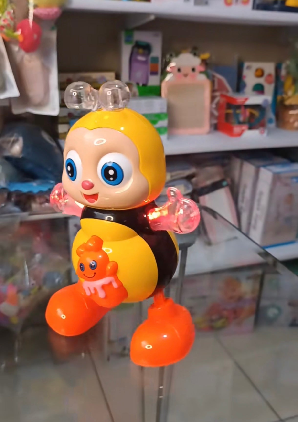 Dancing Bee with Flashing LED Lights, Music Playback, and Interactive Action, Safe for Ages 3+