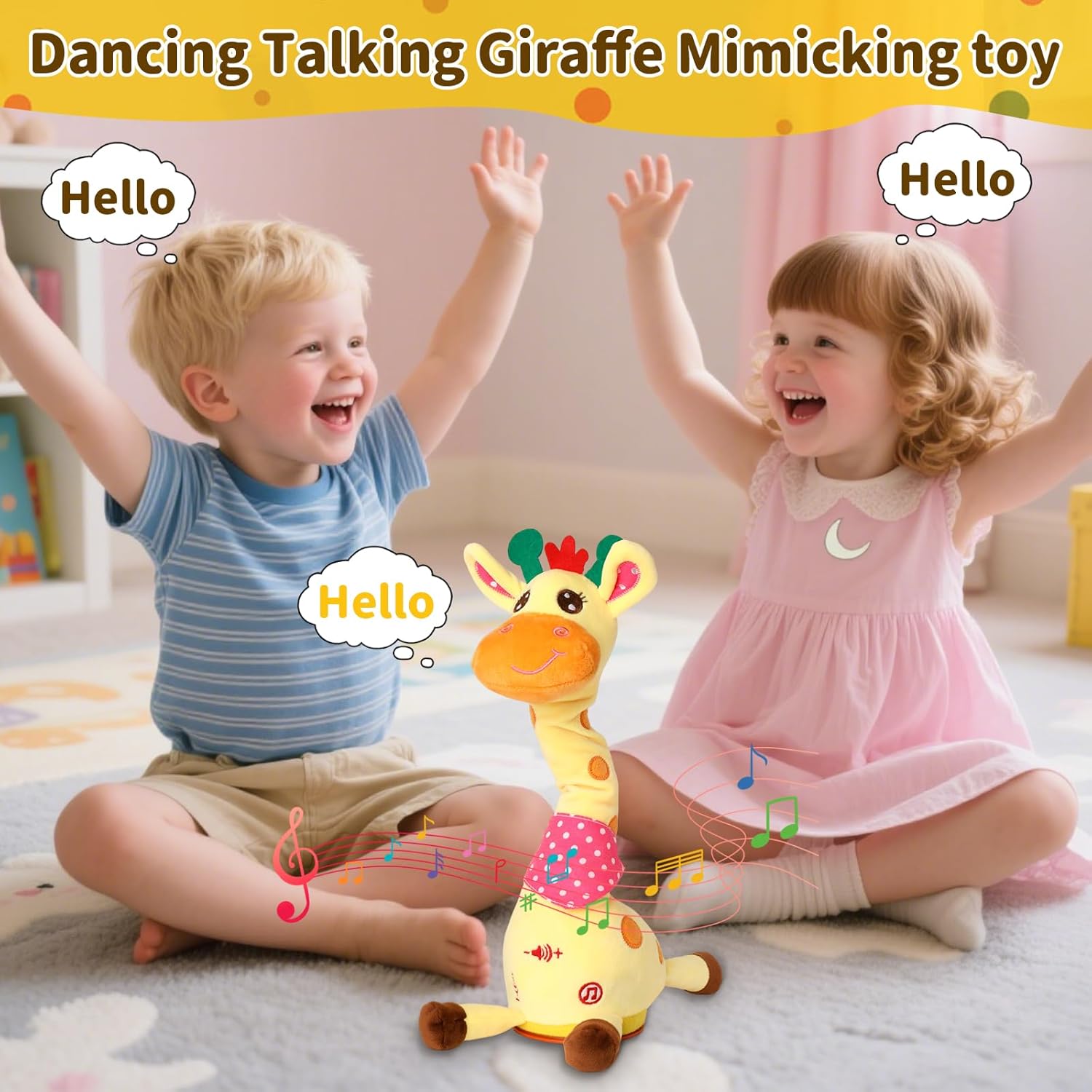 Dancing Giraffe Toy with Music & Lights, Records and Repeats Voices, Safe for Ages 3+