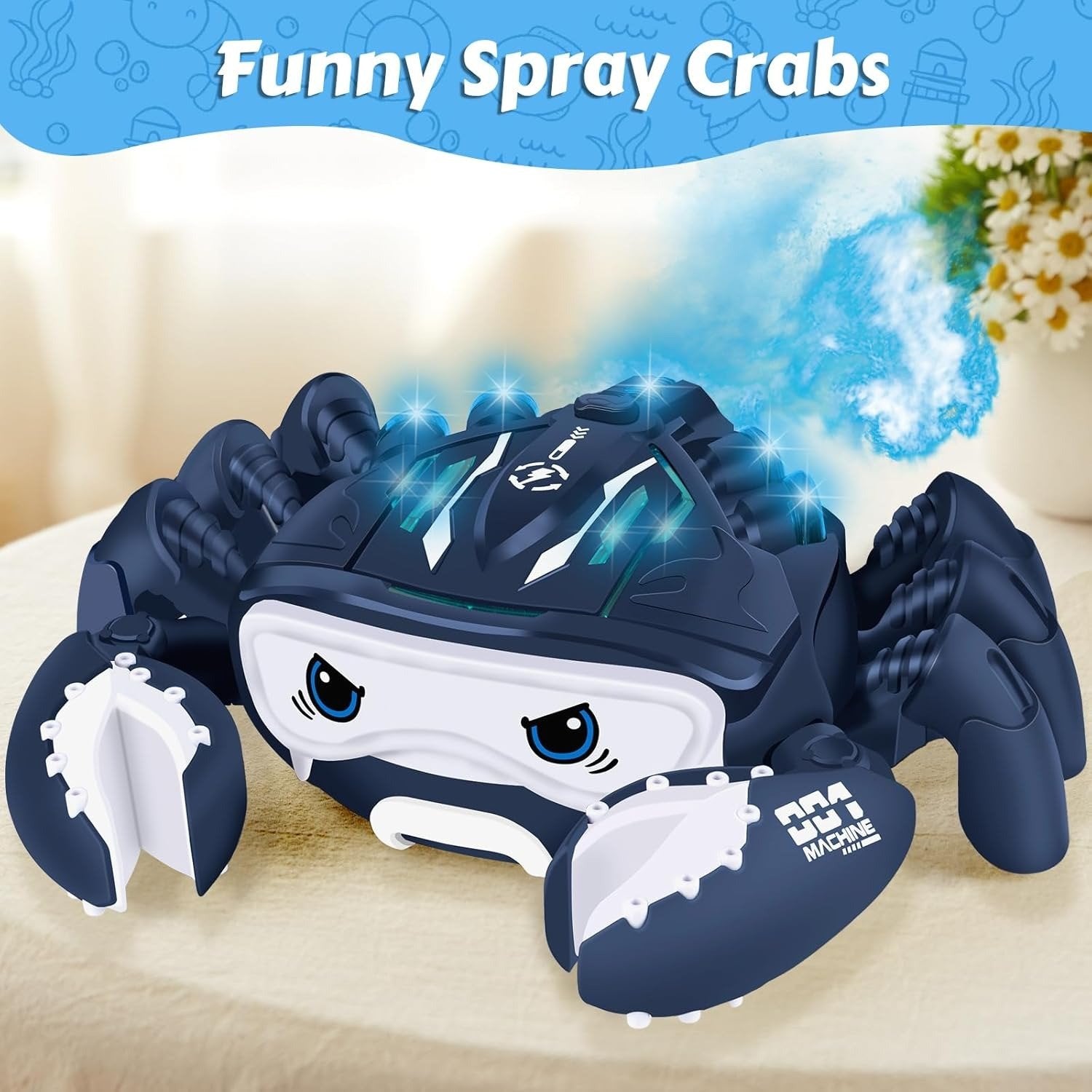 Dancing LED Crab Toy With Water Spray, Sound Effects, Lifelike Movement, Realistic Design for Ages 3+