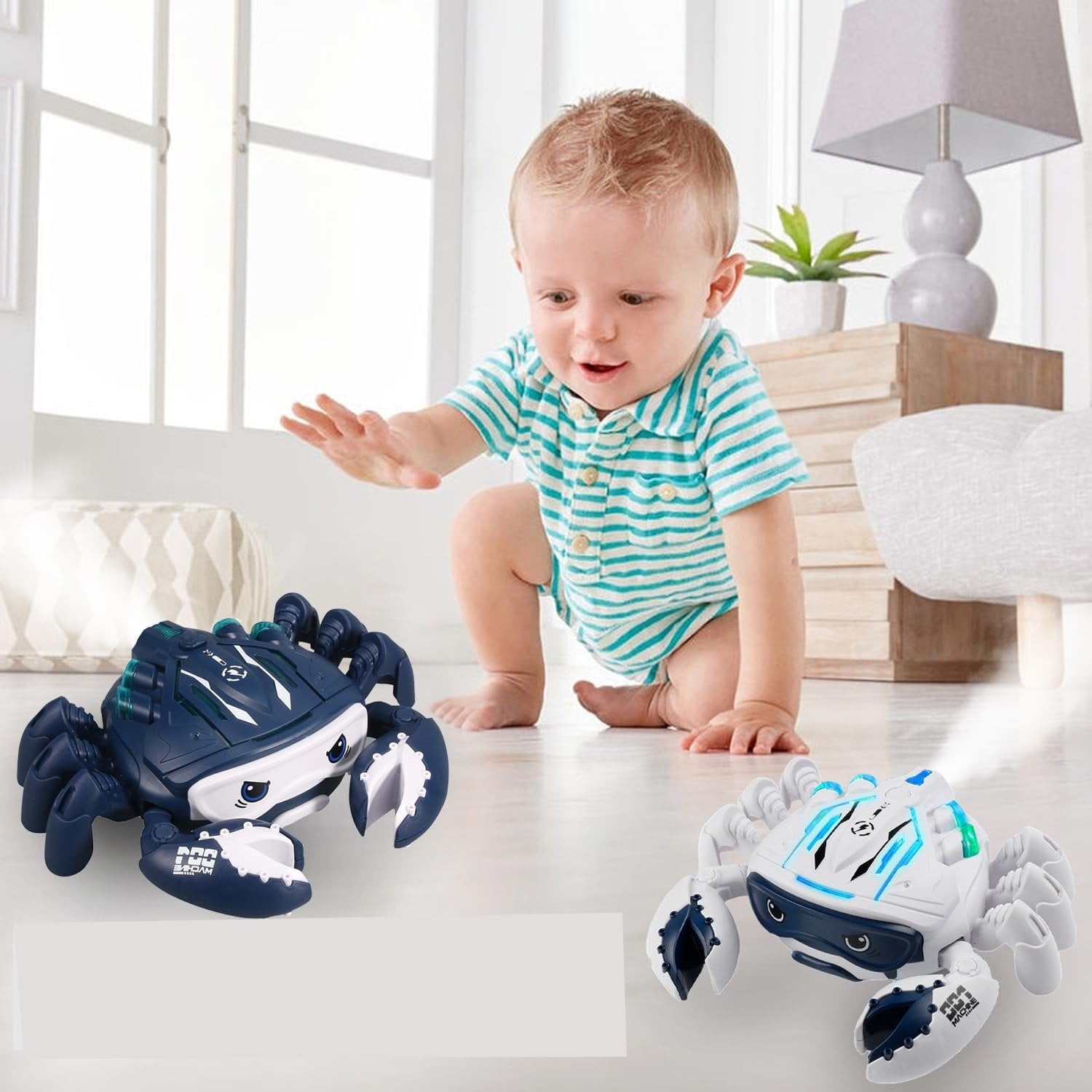 Dancing LED Crab Toy With Water Spray, Sound Effects, Lifelike Movement, Realistic Design for Ages 3+