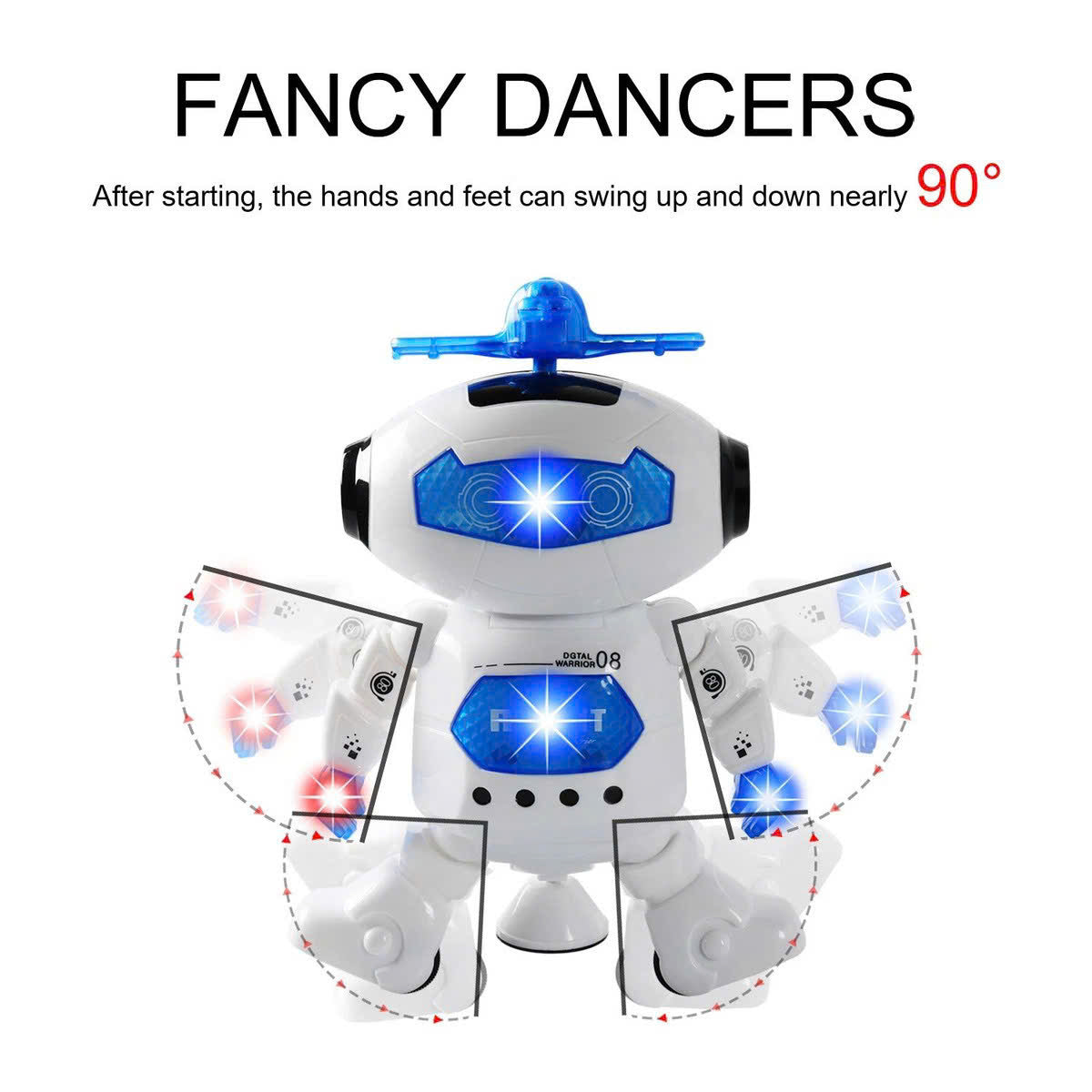 Dancing Robot with Music and Lights, 360° Rotation, Compact, Easy to Carry, Safe for Ages 3+