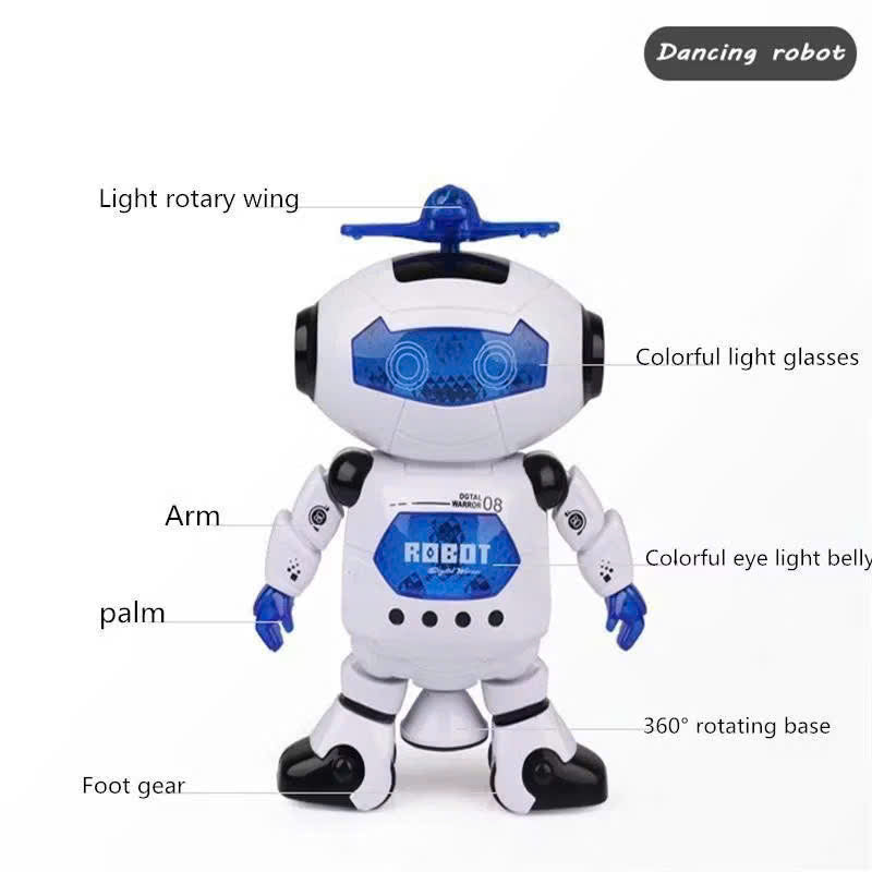 Dancing Robot with Music and Lights, 360° Rotation, Compact, Easy to Carry, Safe for Ages 3+
