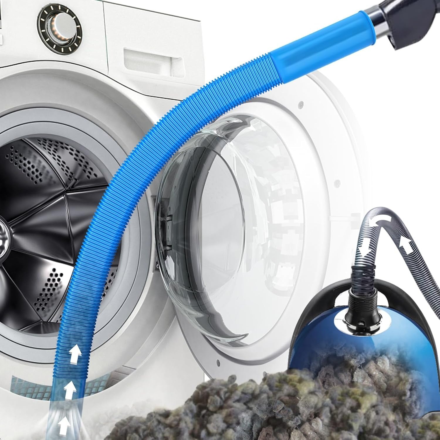 Deep Clean Dryer Vent Kit with Universal Vacuum Adapter, Flexible and Extendable Hose