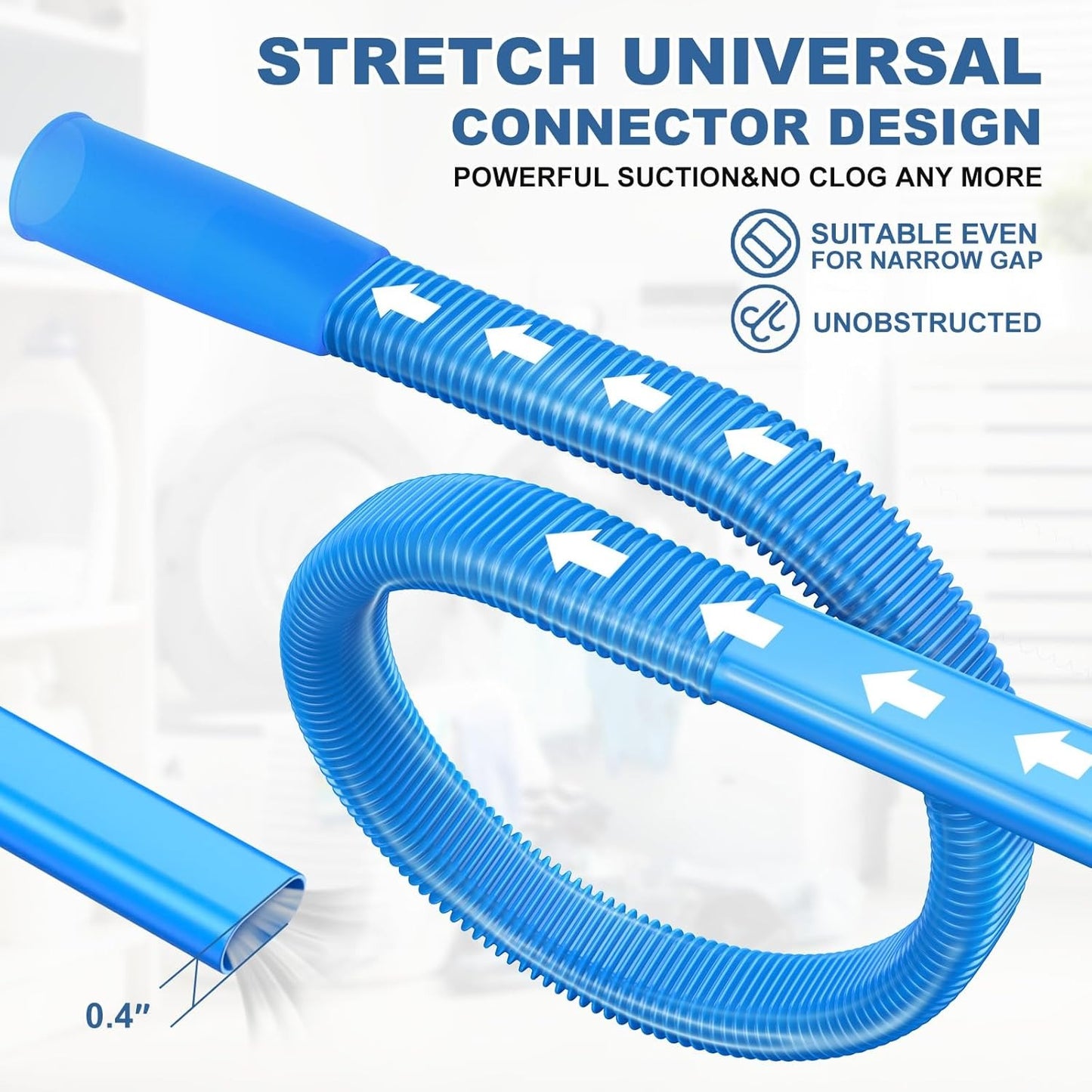 Deep Clean Dryer Vent Kit with Universal Vacuum Adapter, Flexible and Extendable Hose