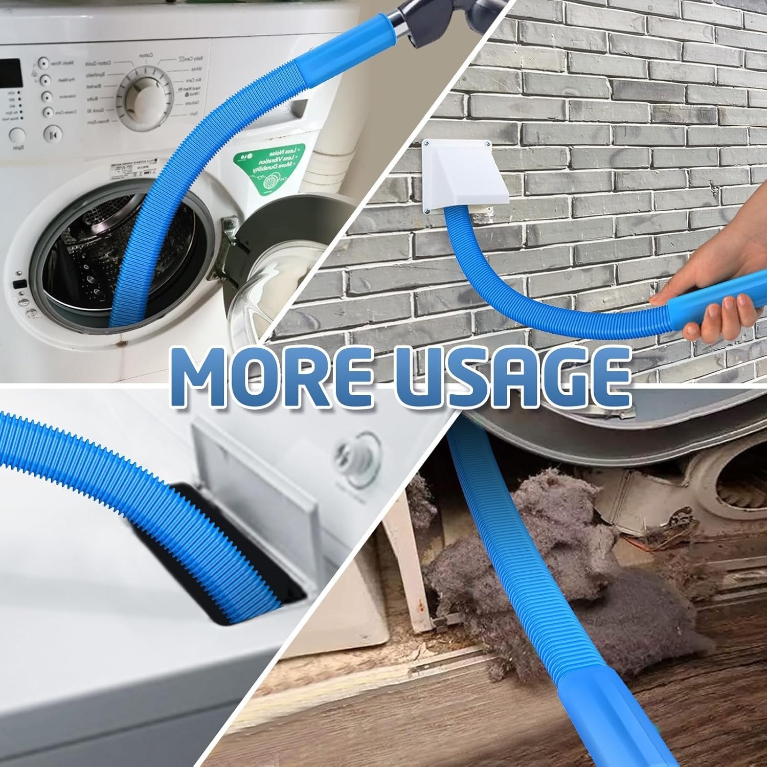 Deep Clean Dryer Vent Kit with Universal Vacuum Adapter, Flexible and Extendable Hose