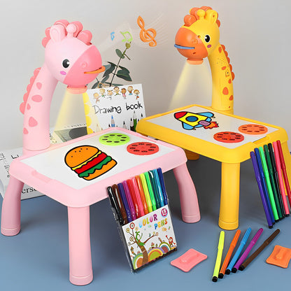 Deer Projection Drawing Board, Includes 12 Doodle Pens & Drawing Book, Erasable, Safe for Kids Ages 3+