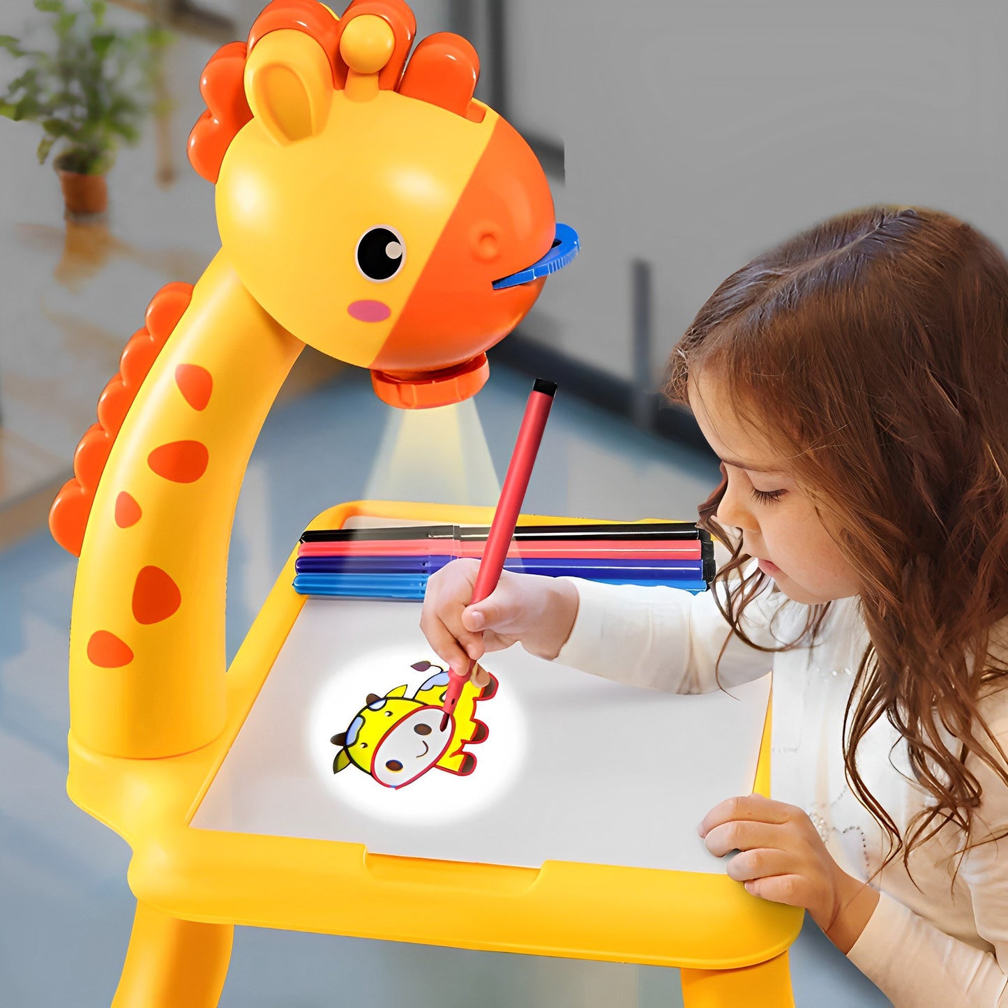 Deer Projection Drawing Board, Includes 12 Doodle Pens & Drawing Book, Erasable, Safe for Kids Ages 3+