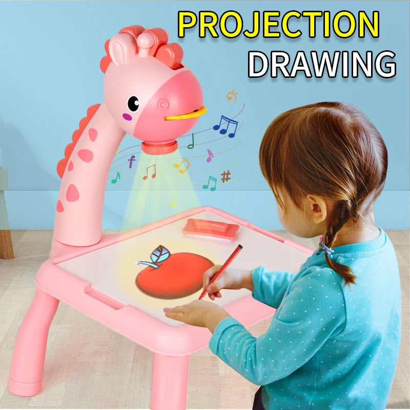 Deer Projection Drawing Board, Includes 12 Doodle Pens & Drawing Book, Erasable, Safe for Kids Ages 3+