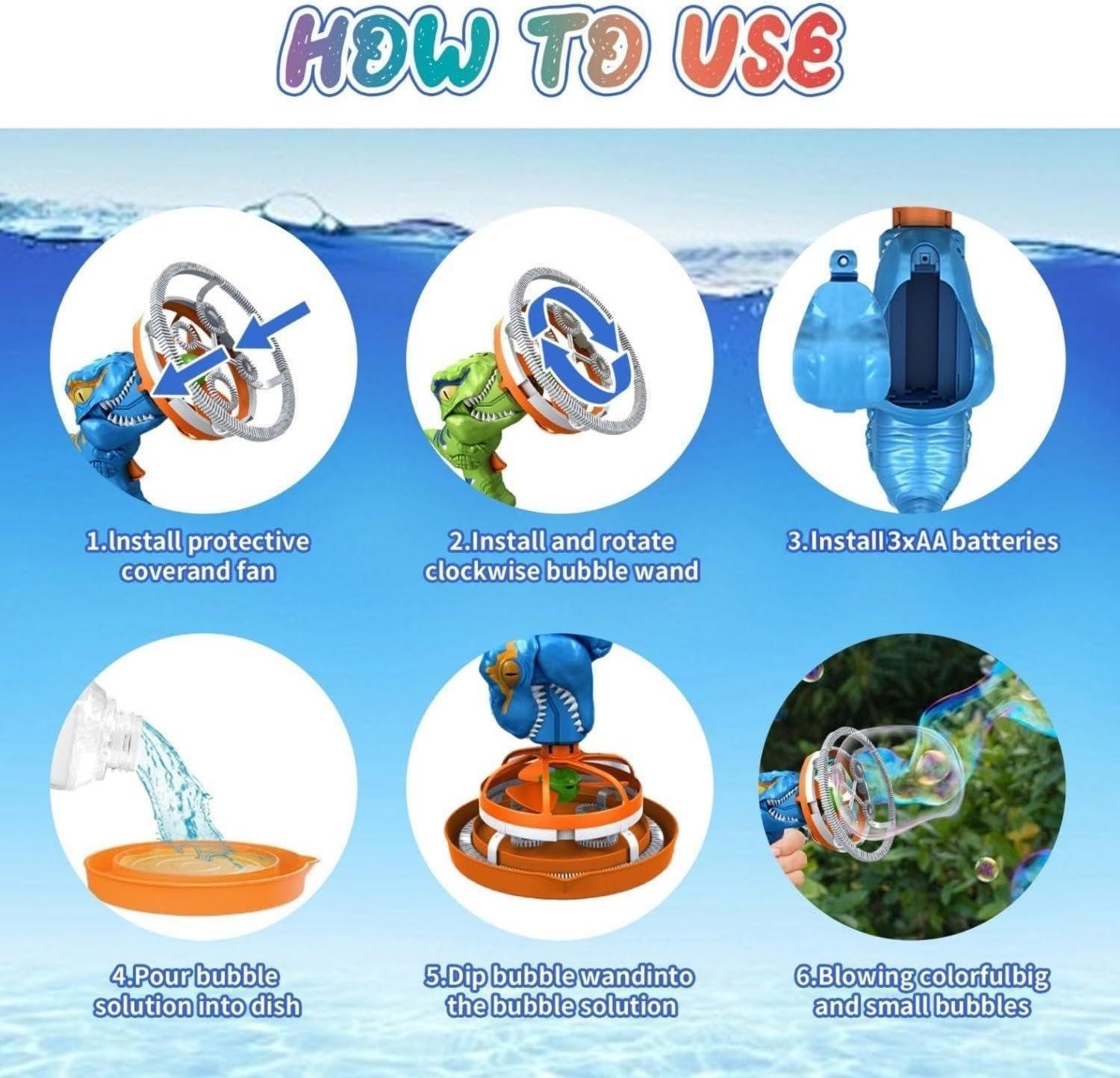 Delightful Dinosaur Bubble Blaster with High Power, Easy to Use,  ABS Plastic, Safe for Ages 6+