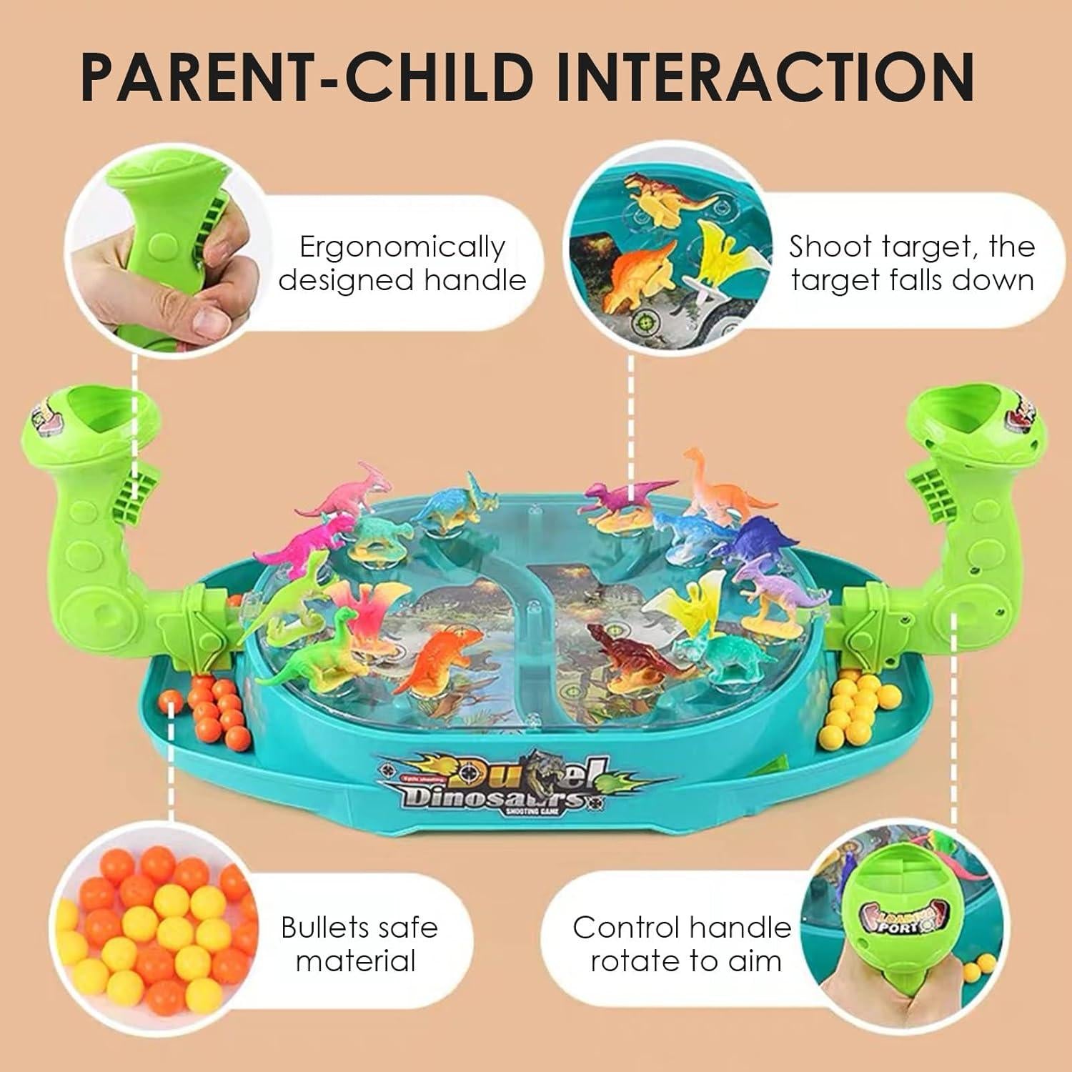 Dinosaur Battle Game with ABS Plastic, No Battery Needed, Sound Effects, Safe for Kids 3+