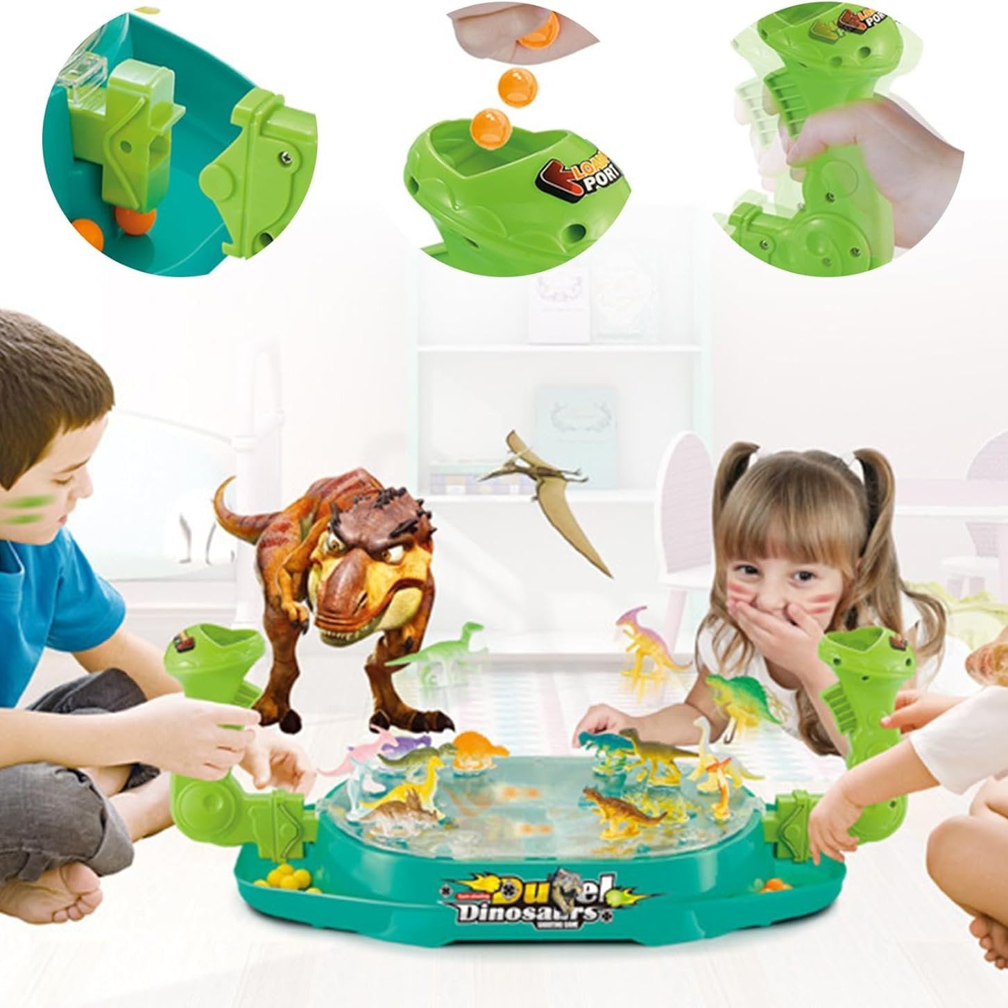 Dinosaur Battle Game with ABS Plastic, No Battery Needed, Sound Effects, Safe for Kids 3+