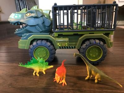 Dinosaur Car Play Truck, Transport Car Carrier with 3 Dino Figures, Egg and Tree, Safe for Ages 3+