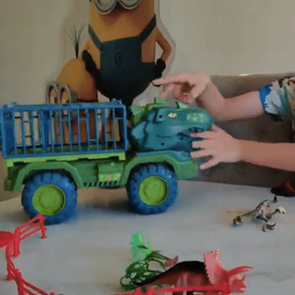 Dinosaur Car Play Truck, Transport Car Carrier with 3 Dino Figures, Egg and Tree, Safe for Ages 3+