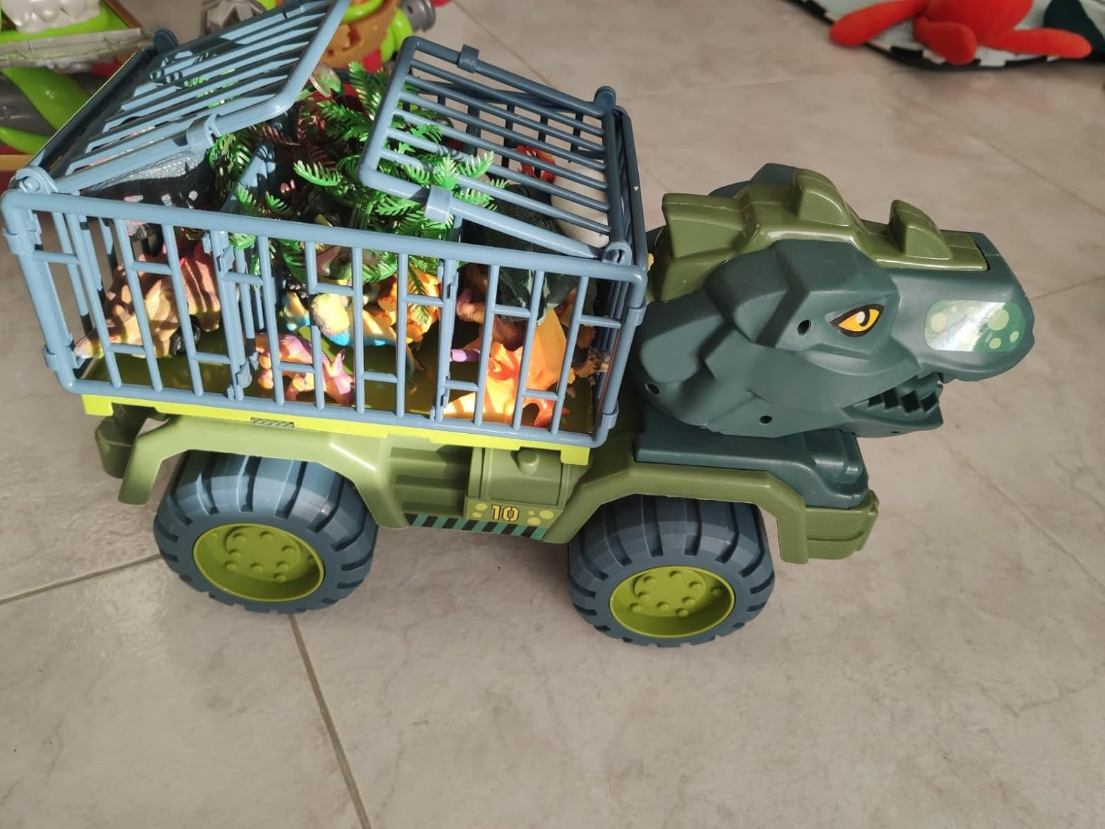 Dinosaur Car Play Truck, Transport Car Carrier with 3 Dino Figures, Egg and Tree, Safe for Ages 3+