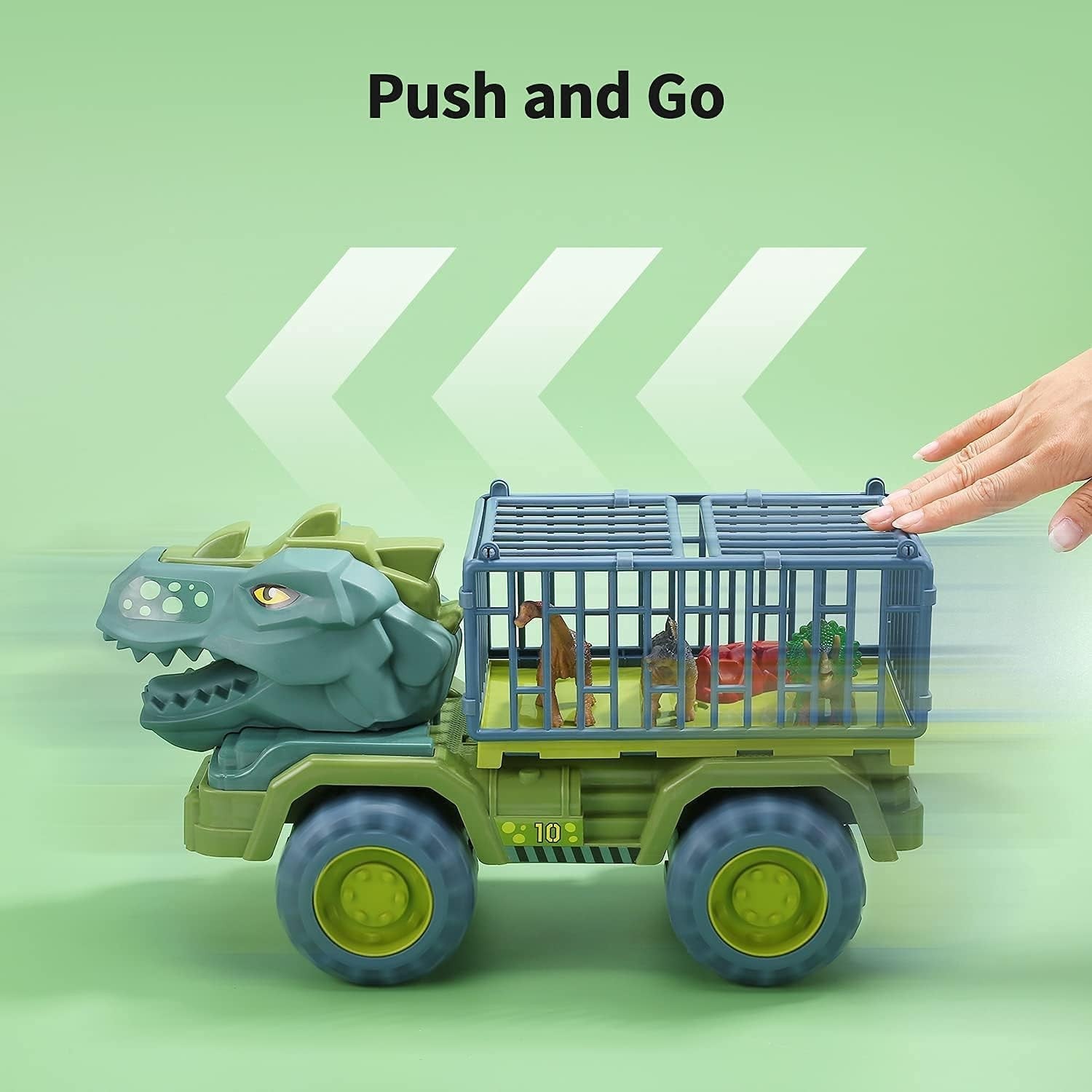 Dinosaur Car Play Truck, Transport Car Carrier with 3 Dino Figures, Egg and Tree, Safe for Ages 3+