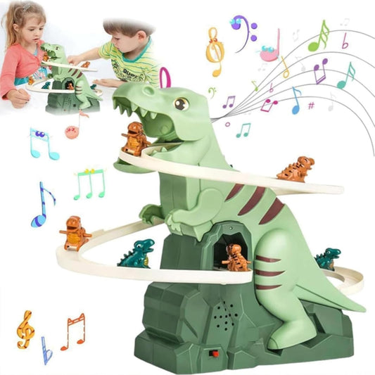 Dinosaur Climbing Slide Toy with 3 Dinosaurs, Light & Music, Safe for Ages 3+