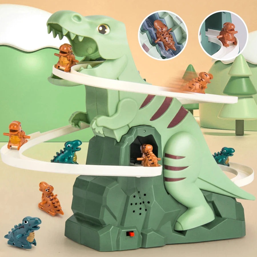 Dinosaur Climbing Slide Toy with 3 Dinosaurs, Light & Music, Safe for Ages 3+