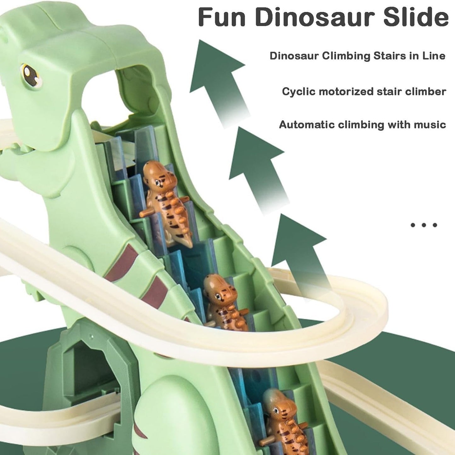 Dinosaur Climbing Slide Toy with 3 Dinosaurs, Light & Music, Safe for Ages 3+