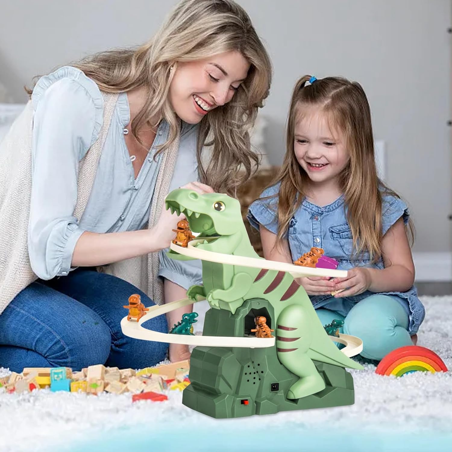 Dinosaur Climbing Slide Toy with 3 Dinosaurs, Light & Music, Safe for Ages 3+