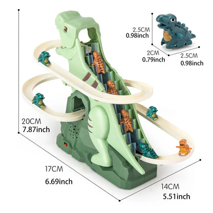 Dinosaur Climbing Slide Toy with 3 Dinosaurs, Light & Music, Safe for Ages 3+