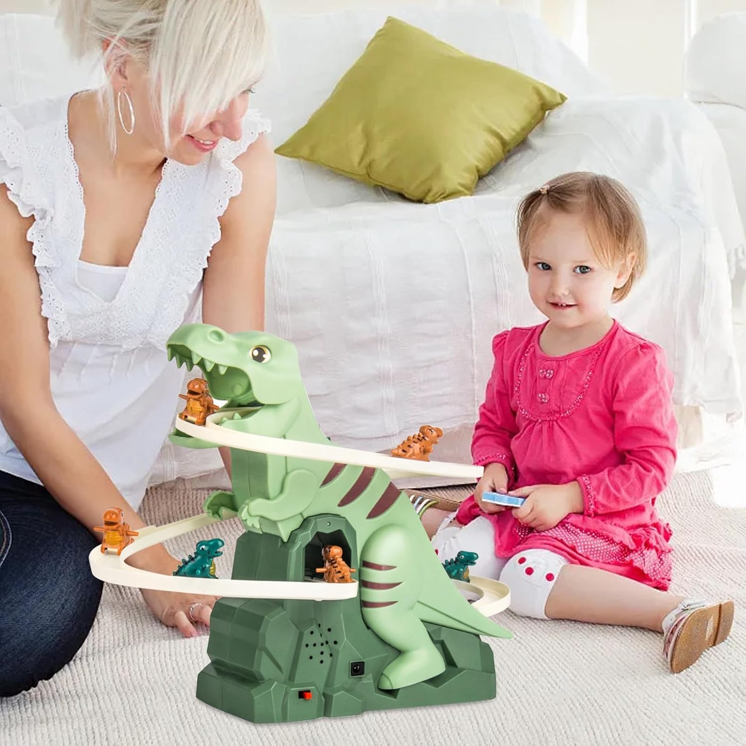 Dinosaur Climbing Slide Toy with 3 Dinosaurs, Light & Music, Safe for Ages 3+