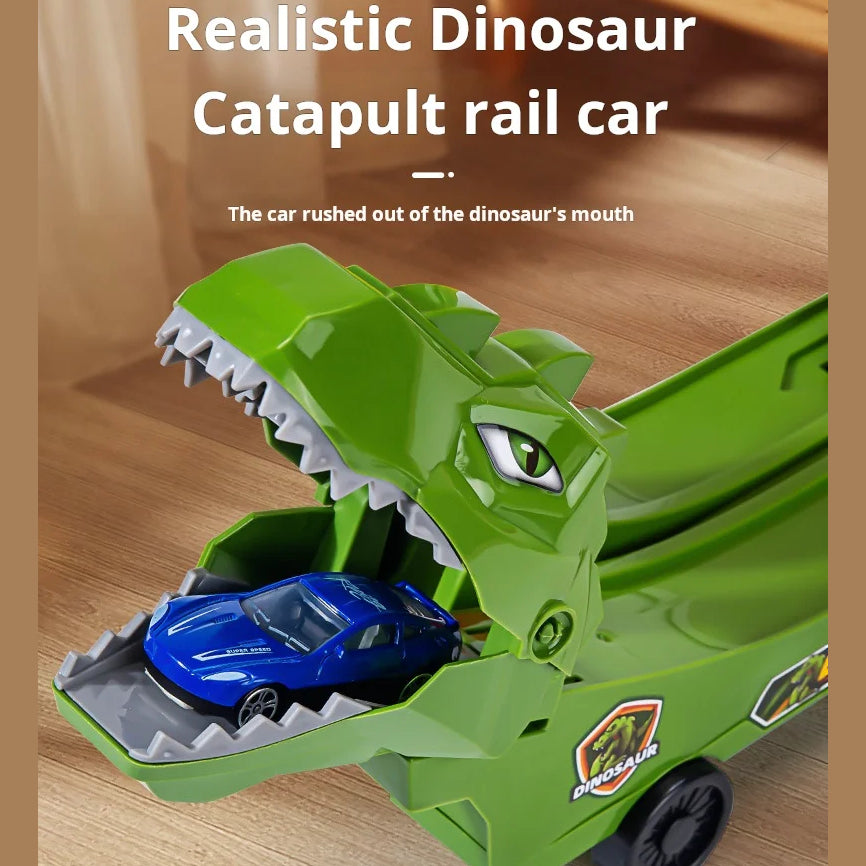 Dinosaur Track Car with 360° Loop Launcher, High-Speed Racing, No Battery, Safe for Ages 3+