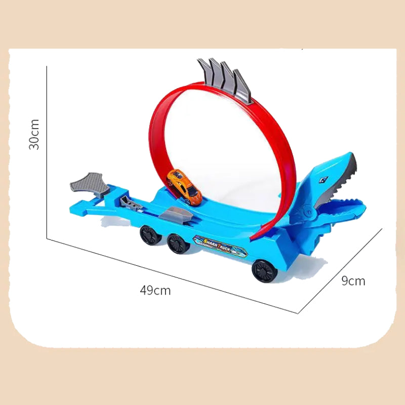 Dinosaur Track Car with 360° Loop Launcher, High-Speed Racing, No Battery, Safe for Ages 3+