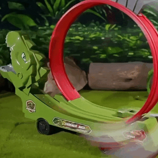 Dinosaur Track Car with 360° Loop Launcher, High-Speed Racing, No Battery, Safe for Ages 3+