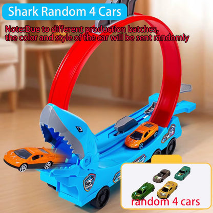 Dinosaur Track Car with 360° Loop Launcher, High-Speed Racing, No Battery, Safe for Ages 3+