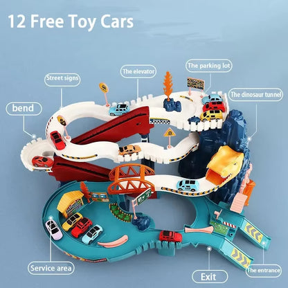 Dinosaur Track Car with Adventure Racing Set, Helps Develop Imagination, Safe for Ages 3+