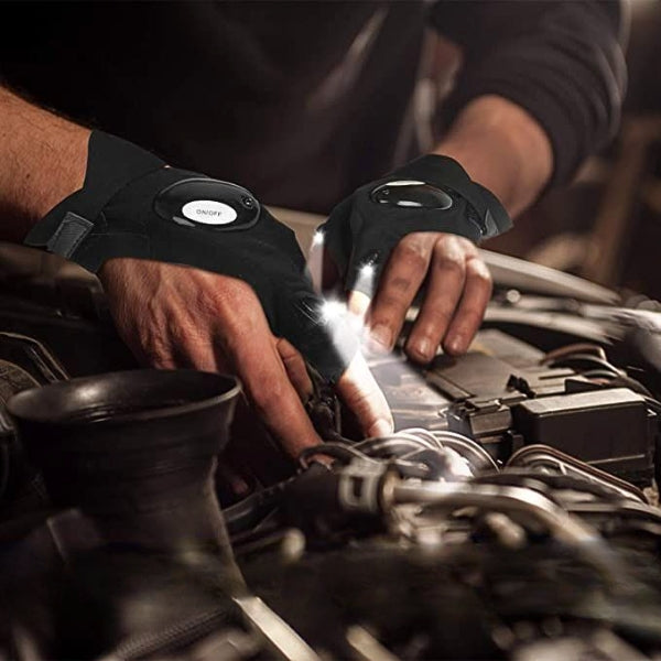 LED Fingerless Gloves with Waterproof Lights