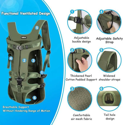 Dog Backpack Carrier, Legs Out Easy-fit Dog Front Carrier for Small Medium Dogs, Adjustable Hands-Free Dog Chest Carrier