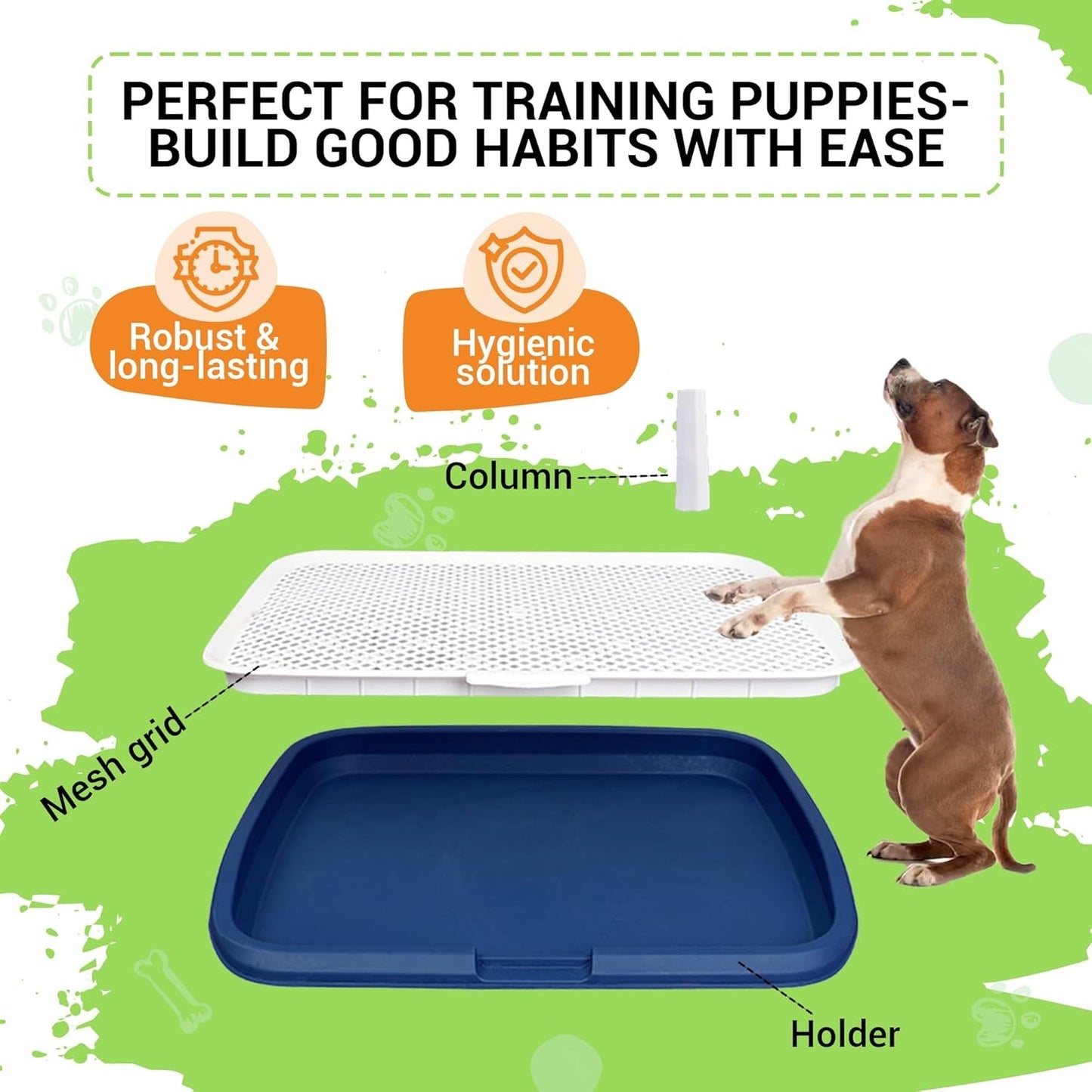 Dog Potty Training Toilet – Plastic Pee Pad Holder with Removable Net, Anti-Splash Guard & Easy Clean Tray