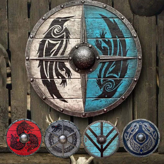 Double Ravens Personalized Battleworn Viking Shield