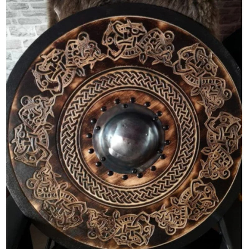 Double Ravens Personalized Battleworn Viking Shield