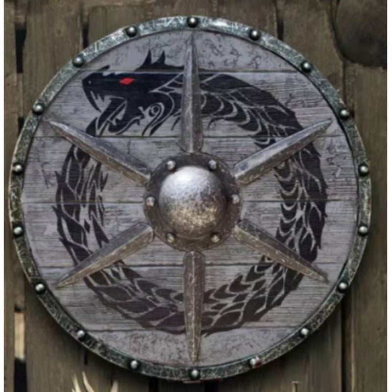 Double Ravens Personalized Battleworn Viking Shield