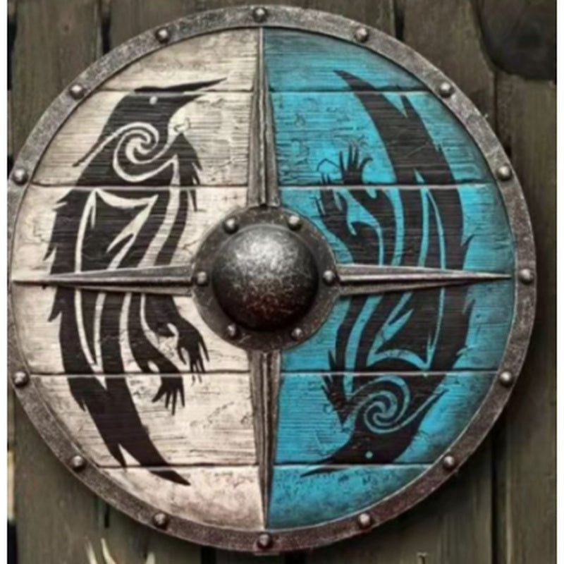 Double Ravens Personalized Battleworn Viking Shield