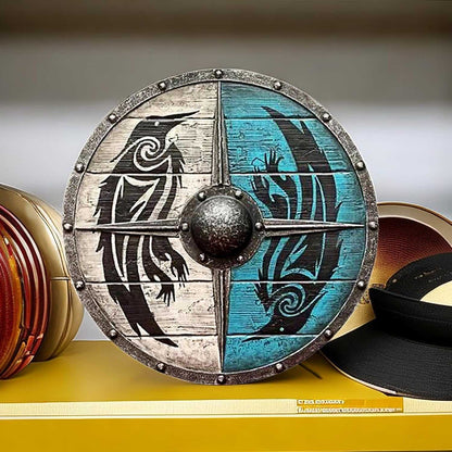 Double Ravens Personalized Battleworn Viking Shield