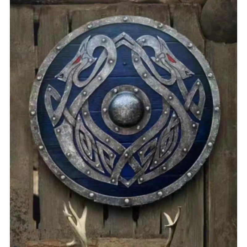 Double Ravens Personalized Battleworn Viking Shield