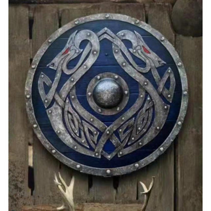 Double Ravens Personalized Battleworn Viking Shield