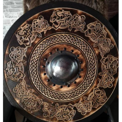 Double Ravens Personalized Battleworn Viking Shield